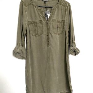 Express olive green shirt dress